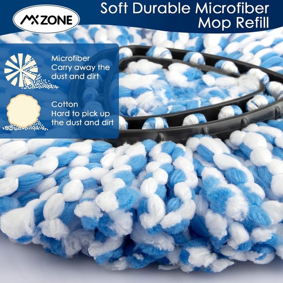 Spin Mop Replace Head for O-Ceda Spinning EasyWring Rinse Clean Mop Refill, 2 PC - Picture 9 of 13